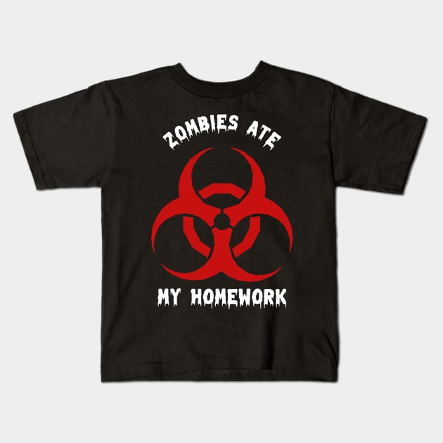 Zombies Ate My Homework Halloween Kids T-Shirt by T-ShirtCandy